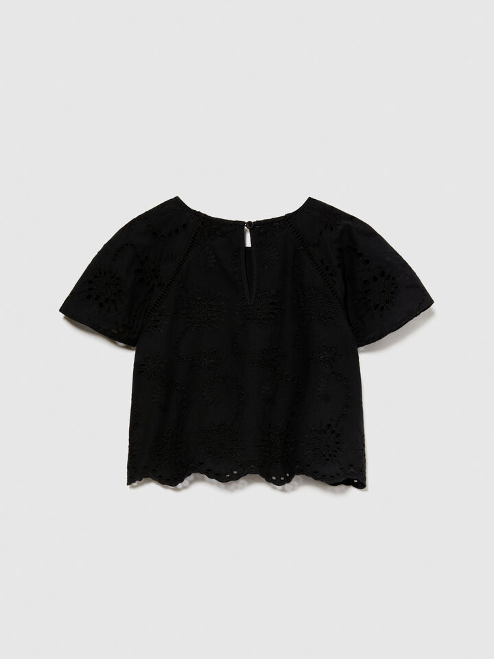 Embroidered top - girls' shirts and blouses - Black | Sisley Young image number 2
